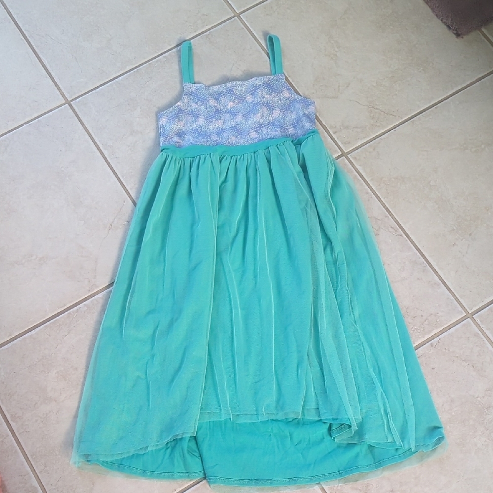 American Girl Turquoise Tulle and Lavender Kids Mermaid Dress Girls Size 12